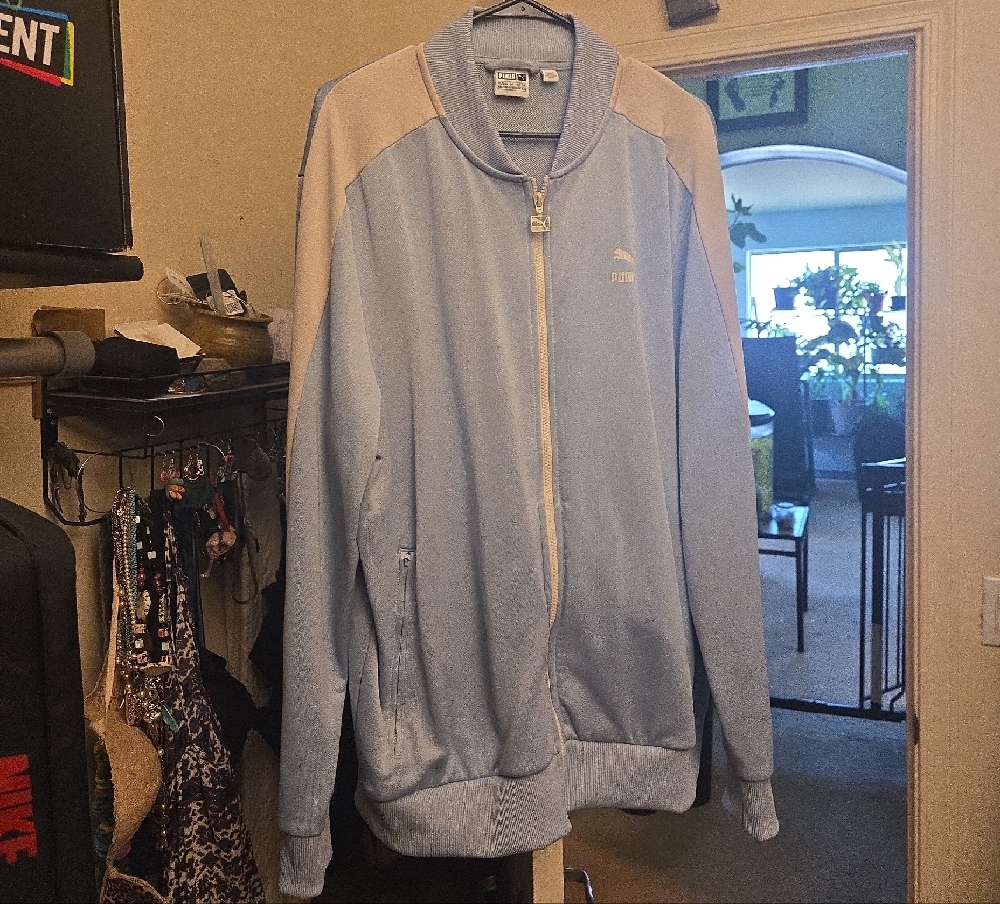 Puma Men's Blue and Cream Bomber Jacket